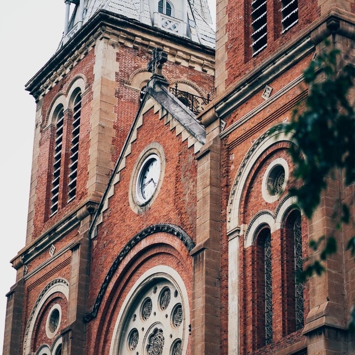 The ancient clock of Notre Dame Cathedral in Saigon